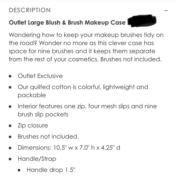 Vera Bradley large blush and brush makeup case - Picture 7 of 7